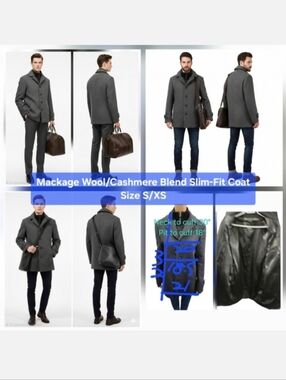 Mackage Wool/Cashmere Blend Slim-Fit Coat Size S/XS
